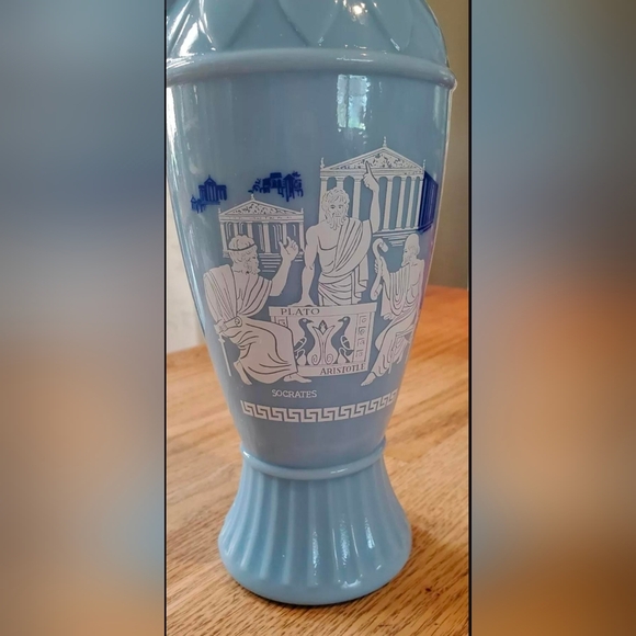 Vintage 1961 Jim Beam Blue Milk Bottle Grecian Motif - Picture 2 of 6